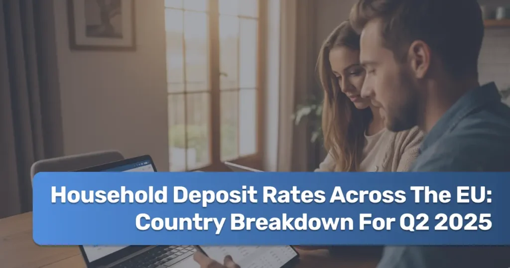Bar chart comparing household deposit rates across EU countries in 2025