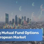 Financial chart and euro coins symbolizing mutual fund investments in Europe