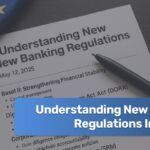 European Union flag with icons representing digital banking and financial regulation.